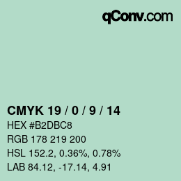 カラーコード: CMYK 19 / 0 / 9 / 14 | qconv.com