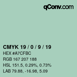 颜色代码: CMYK 19 / 0 / 9 / 19 | qconv.com