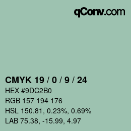 カラーコード: CMYK 19 / 0 / 9 / 24 | qconv.com