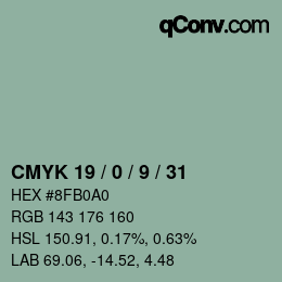 颜色代码: CMYK 19 / 0 / 9 / 31 | qconv.com