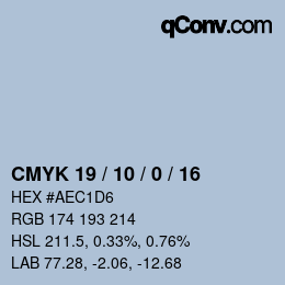 Farbcode: CMYK 19 / 10 / 0 / 16 | qconv.com
