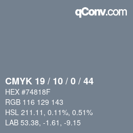 颜色代码: CMYK 19 / 10 / 0 / 44 | qconv.com
