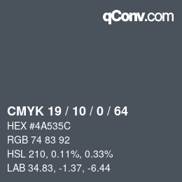 Color code: CMYK 19 / 10 / 0 / 64 | qconv.com