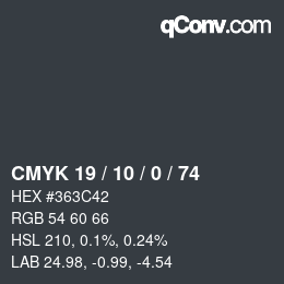 カラーコード: CMYK 19 / 10 / 0 / 74 | qconv.com