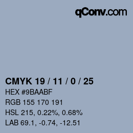 颜色代码: CMYK 19 / 11 / 0 / 25 | qconv.com