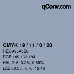 颜色代码: CMYK 19 / 11 / 0 / 28 | qconv.com