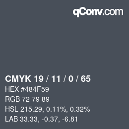 Código de color: CMYK 19 / 11 / 0 / 65 | qconv.com