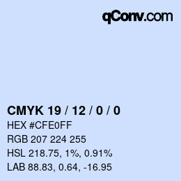 Color code: CMYK 19 / 12 / 0 / 0 | qconv.com