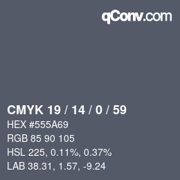 Código de color: CMYK 19 / 14 / 0 / 59 | qconv.com
