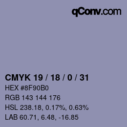 颜色代码: CMYK 19 / 18 / 0 / 31 | qconv.com