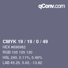 Color code: CMYK 19 / 19 / 0 / 49 | qconv.com