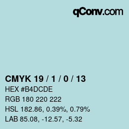 カラーコード: CMYK 19 / 1 / 0 / 13 | qconv.com
