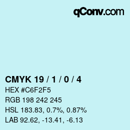 颜色代码: CMYK 19 / 1 / 0 / 4 | qconv.com