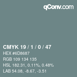 Código de color: CMYK 19 / 1 / 0 / 47 | qconv.com