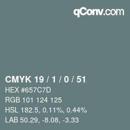 Color code: CMYK 19 / 1 / 0 / 51 | qconv.com