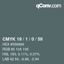 Código de color: CMYK 19 / 1 / 0 / 59 | qconv.com