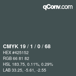 カラーコード: CMYK 19 / 1 / 0 / 68 | qconv.com