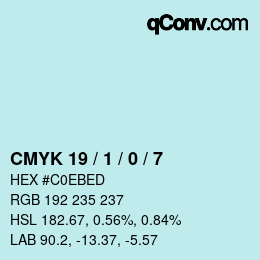 Color code: CMYK 19 / 1 / 0 / 7 | qconv.com