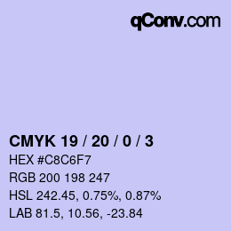 Farbcode: CMYK 19 / 20 / 0 / 3 | qconv.com