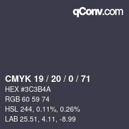 Código de color: CMYK 19 / 20 / 0 / 71 | qconv.com