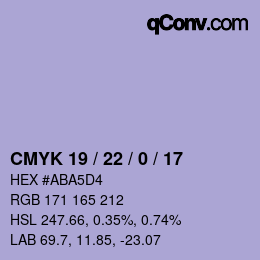 颜色代码: CMYK 19 / 22 / 0 / 17 | qconv.com