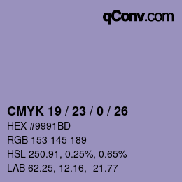 カラーコード: CMYK 19 / 23 / 0 / 26 | qconv.com