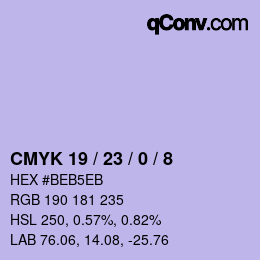 カラーコード: CMYK 19 / 23 / 0 / 8 | qconv.com
