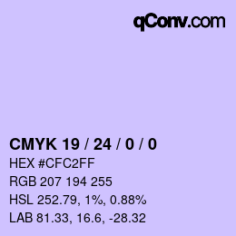 カラーコード: CMYK 19 / 24 / 0 / 0 | qconv.com