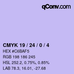 Color code: CMYK 19 / 24 / 0 / 4 | qconv.com