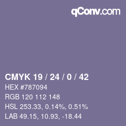 Color code: CMYK 19 / 24 / 0 / 42 | qconv.com