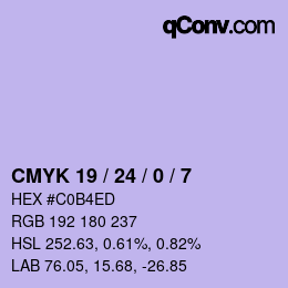 カラーコード: CMYK 19 / 24 / 0 / 7 | qconv.com