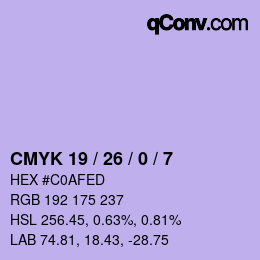 Color code: CMYK 19 / 26 / 0 / 7 | qconv.com