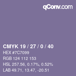 Farbcode: CMYK 19 / 27 / 0 / 40 | qconv.com