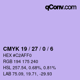 颜色代码: CMYK 19 / 27 / 0 / 6 | qconv.com
