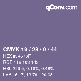 Farbcode: CMYK 19 / 28 / 0 / 44 | qconv.com
