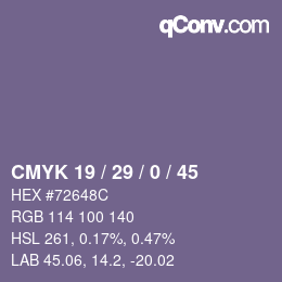 カラーコード: CMYK 19 / 29 / 0 / 45 | qconv.com