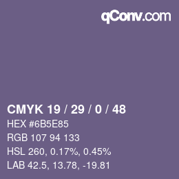 Farbcode: CMYK 19 / 29 / 0 / 48 | qconv.com