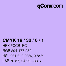 Farbcode: CMYK 19 / 30 / 0 / 1 | qconv.com