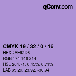 Color code: CMYK 19 / 32 / 0 / 16 | qconv.com