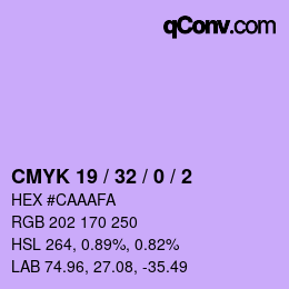 カラーコード: CMYK 19 / 32 / 0 / 2 | qconv.com