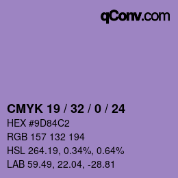 Color code: CMYK 19 / 32 / 0 / 24 | qconv.com