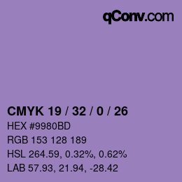 Color code: CMYK 19 / 32 / 0 / 26 | qconv.com
