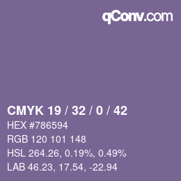 Farbcode: CMYK 19 / 32 / 0 / 42 | qconv.com
