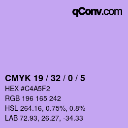 カラーコード: CMYK 19 / 32 / 0 / 5 | qconv.com