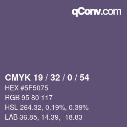 Color code: CMYK 19 / 32 / 0 / 54 | qconv.com