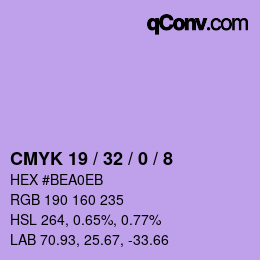 カラーコード: CMYK 19 / 32 / 0 / 8 | qconv.com