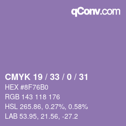 颜色代码: CMYK 19 / 33 / 0 / 31 | qconv.com