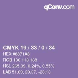 颜色代码: CMYK 19 / 33 / 0 / 34 | qconv.com