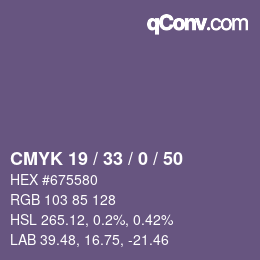 Farbcode: CMYK 19 / 33 / 0 / 50 | qconv.com