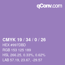 Code couleur: CMYK 19 / 34 / 0 / 26 | qconv.com